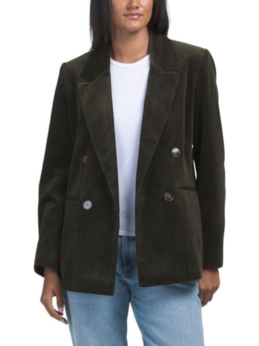 ELIE TAHARI Double Breasted Tailored Corduroy Jacket